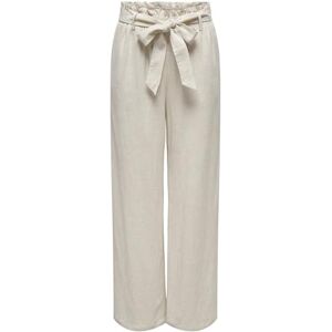 ONLY Women's Onlsiesta Hw Pb Belt Linen Bl Pant PNT Fabric Trousers, Moonbeam, L / 32L ONLY Women's Onlsiesta Hw Pb Belt Linen Bl Pant PNT Fabric Trousers, Moonbeam, L / 32L