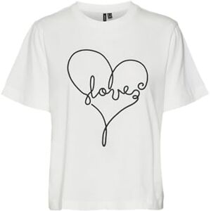 VERO MODA Women's Vmfea Mette SS Top Box JRS Ga T-Shirt, Snow White/Detail: Love, Large VERO MODA Women's Vmfea Mette SS Top Box JRS Ga T-Shirt, Snow White/Detail: Love, Large