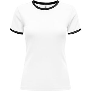 ONLY Women's Onlfenja Life S/S Top Box JRS T-Shirt, Bright White/Detail: Black, M ONLY Women's Onlfenja Life S/S Top Box JRS T-Shirt, Bright White/Detail: Black, M