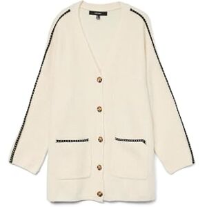 VERO MODA Women's Vmzora LS V-Neck Cardigan, Birch/Detail: w. Chocolate Cake Stitch, L VERO MODA Women's Vmzora LS V-Neck Cardigan, Birch/Detail: w. Chocolate Cake Stitch, L