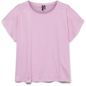 VERO MODA Women's Vmemily Ss Lace Tape Top JRS Ga Noos, Bonbon, M VERO MODA Women's Vmemily Ss Lace Tape Top JRS Ga Noos, Bonbon, M