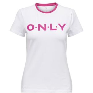 ONLY Women's Onllea Fitted S/S Logo Top Box JRS T-Shirt, Bright White/Print: , S ONLY Women's Onllea Fitted S/S Logo Top Box JRS T-Shirt, Bright White/Print: , S
