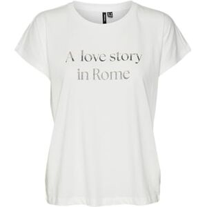 VERO MODA Women's Vmglenny Ava Ss Top Box JRS Ga T-Shirt, Snow White/Print:a Love Story in Rome, XS VERO MODA Women's Vmglenny Ava Ss Top Box JRS Ga T-Shirt, Snow White/Print:a Love Story in Rome, XS