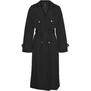 VERO MODA Women's Vmchloe long trench coat, black, M VERO MODA Women's Vmchloe long trench coat, black, M