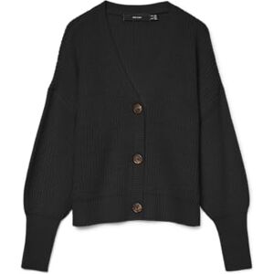 VERO MODA Women's VMLEA LS V-Neck Cuff Cardigan NOOS Cardigan Sweater, Black, L VERO MODA Women's VMLEA LS V-Neck Cuff Cardigan NOOS Cardigan Sweater, Black, L