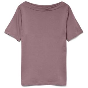 VERO MODA VMPANDA Women's Plain Stretch T-Shirt Basic Top Short Sleeve Top with Boat Neck, Nostalgia Rose, XL VERO MODA VMPANDA Women's Plain Stretch T-Shirt Basic Top Short Sleeve Top with Boat Neck, Nostalgia Rose, XL