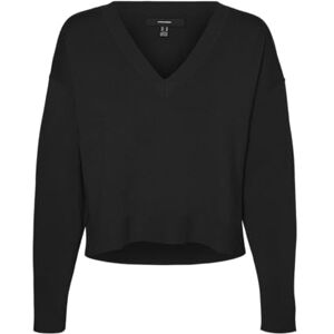 VERO MODA Women's Vmgold Link LS V-Neck Cropped Jumper Knitted, Black, M VERO MODA Women's Vmgold Link LS V-Neck Cropped Jumper Knitted, Black, M