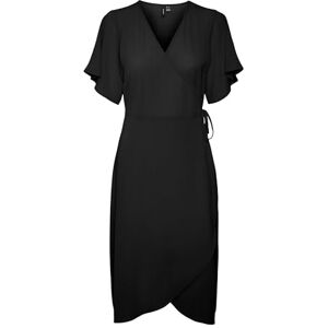 VERO MODA Women's Vmsaki SS Calf Wrap Dress Ga Noos, Black, L VERO MODA Women's Vmsaki SS Calf Wrap Dress Ga Noos, Black, L