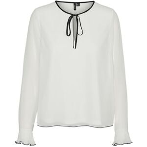 VERO MODA Women's Vmherle Ls Top WVN Ga Long Sleeve Blouse, Snow White, M VERO MODA Women's Vmherle Ls Top WVN Ga Long Sleeve Blouse, Snow White, M