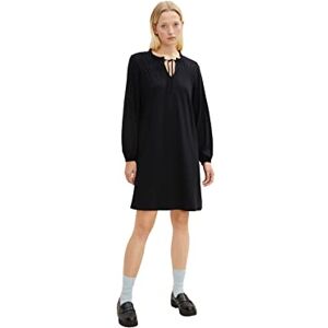 TOM TAILOR Ladie's 1034824 Dress with Ruffle Detail, 14482-Deep Black, 38 TOM TAILOR Ladie's 1034824 Dress with Ruffle Detail, 14482-Deep Black, 38