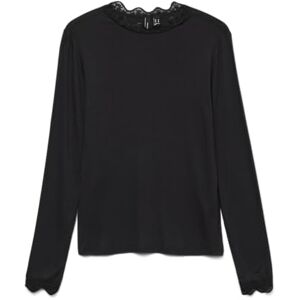 VERO MODA Women's Vmrosa Ls Highneck Top JRS Noos Longsleeve T-Shirt, Black, S VERO MODA Women's Vmrosa Ls Highneck Top JRS Noos Longsleeve T-Shirt, Black, S