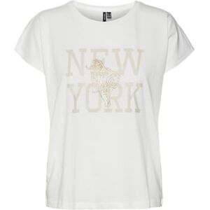 VERO MODA Women's Vmglenny Ava Ss Top Box JRS Ga T-Shirt, Snow White/Print: New York, M VERO MODA Women's Vmglenny Ava Ss Top Box JRS Ga T-Shirt, Snow White/Print: New York, M
