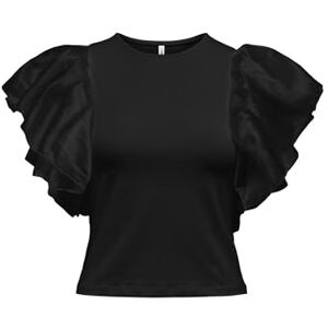 ONLY Onltaya Life S/S Frill Mix Box Top JRS, Black, XL ONLY Onltaya Life S/S Frill Mix Box Top JRS, Black, XL