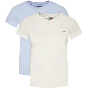 Tommy Jeans Womens Tjw 2pack C-Neck Tee Dw0dw21366 S/S T-Shirt, Multi (Ecru/Sweet Blue), L UK Tommy Jeans Womens Tjw 2pack C-Neck Tee Dw0dw21366 S/S T-Shirt, Multi (Ecru/Sweet Blue), L UK