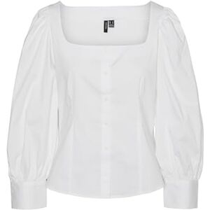 VERO MODA Women's Vmfrida Ls Top WVN Ga Long Sleeve Blouse, Snow White, M VERO MODA Women's Vmfrida Ls Top WVN Ga Long Sleeve Blouse, Snow White, M