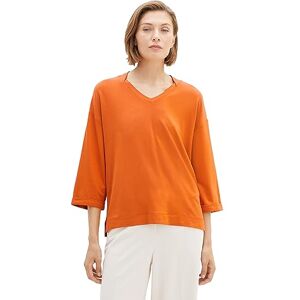 TOM TAILOR Women's Basic T-Shirt with 3/4 Sleeves and V-Neck, 19772-Gold Flame Orange, XL TOM TAILOR Women's Basic T-Shirt with 3/4 Sleeves and V-Neck, 19772-Gold Flame Orange, XL