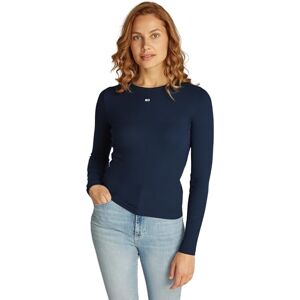 Tommy Jeans Womens Tjw Slim Essential Rib Dw0dw17387 L/S T-Shirt, Blue (Dark Night Navy), XXS UK Tommy Jeans Womens Tjw Slim Essential Rib Dw0dw17387 L/S T-Shirt, Blue (Dark Night Navy), XXS UK