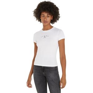 Tommy Jeans Women’s Short Sleeve Round Neck Slim T-Shirt, White (White), L Tommy Jeans Women’s Short Sleeve Round Neck Slim T-Shirt, White (White), L