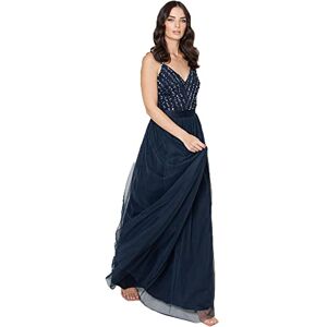 Maya Deluxe Women's Ladies Maxi Dress Long Length Wedding Guest Bridesmaid Prom Summer Evening Gown V Neck Straps Bow Tie, Navy, 22 Maya Deluxe Women's Ladies Maxi Dress Long Length Wedding Guest Bridesmaid Prom Summer Evening Gown V Neck Straps Bow Tie, Navy, 22