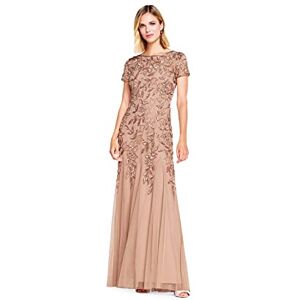 Adrianna Papell Women's Floral Beaded Godet Gown Formal Night Out Dress, Rose Gold, 12 Adrianna Papell Women's Floral Beaded Godet Gown Formal Night Out Dress, Rose Gold, 12