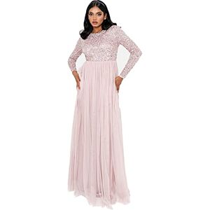 Maya Deluxe Women's Maya Embellished Long Sleeve Maxi Dress Bridesmaid Frosted Pink 16 Maya Deluxe Women's Maya Embellished Long Sleeve Maxi Dress Bridesmaid Frosted Pink 16