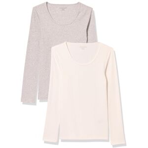 Amazon Essentials Women's Slim-Fit Ribbed Scoop Neck Jumper (Available in Plus Size), Pack of 2, Grey/White, L Amazon Essentials Women's Slim-Fit Ribbed Scoop Neck Jumper (Available in Plus Size), Pack of 2, Grey/White, L