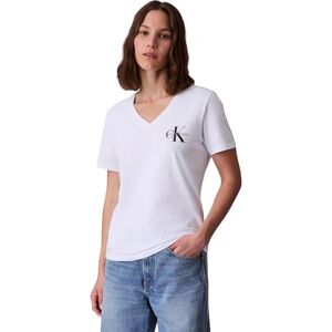 Calvin Klein Women’s 2 Pack Short Sleeve V-Neck Logo T-Shirts, White (Brilliant White), L Calvin Klein Women’s 2 Pack Short Sleeve V-Neck Logo T-Shirts, White (Brilliant White), L
