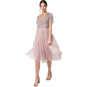 Maya Deluxe Women's Embellished Midi Evening Dress Ladies V Neckline with Short Sleeve for Prom Wedding Bridesmaid, Frosted Pink,26 Plus,AZ2617MIDI-PC Maya Deluxe Women's Embellished Midi Evening Dress Ladies V Neckline with Short Sleeve for Prom Wedding Bridesmaid, Frosted Pink,26 Plus,AZ2617MIDI-PC