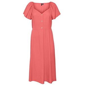 VERO MODA Women's Vmmymilo SS Calf Dress WVN Ga, Georgia Peach, M VERO MODA Women's Vmmymilo SS Calf Dress WVN Ga, Georgia Peach, M