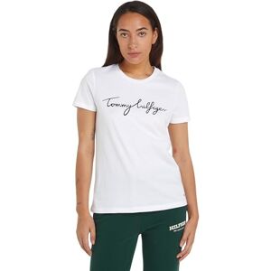 Tommy Hilfiger Women Reg C-Nk Signature Tee Ss S/S Knit Tops, White, XS Tommy Hilfiger Women Reg C-Nk Signature Tee Ss S/S Knit Tops, White, XS