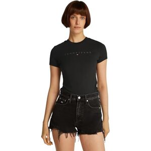 Tommy Jeans Womens Tjw Slim Tonal Linear Tee Ext Dw0dw20315 S/S T-Shirt, Black (Black), L UK Tommy Jeans Womens Tjw Slim Tonal Linear Tee Ext Dw0dw20315 S/S T-Shirt, Black (Black), L UK
