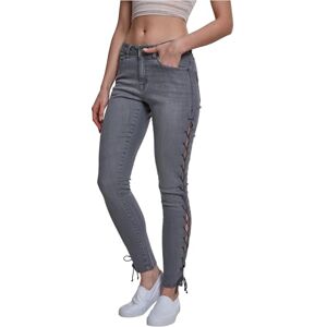Urban Classics Women's Ladies Denim Lace Up Skinny Pants Jeans, Grey, 26 Urban Classics Women's Ladies Denim Lace Up Skinny Pants Jeans, Grey, 26
