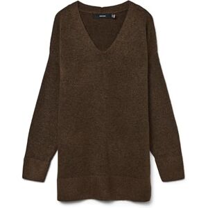VERO MODA Women's Vmfiluca LS V-Neck Long Jumper Ga Noos Sweater, Pinecone/Detail: Melange, M VERO MODA Women's Vmfiluca LS V-Neck Long Jumper Ga Noos Sweater, Pinecone/Detail: Melange, M