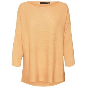 VERO MODA Women's Vmnora 3/4 Boatneck Blouse Noos Knitted Jumper, Tangerine/Detail: w. Melange, S VERO MODA Women's Vmnora 3/4 Boatneck Blouse Noos Knitted Jumper, Tangerine/Detail: w. Melange, S