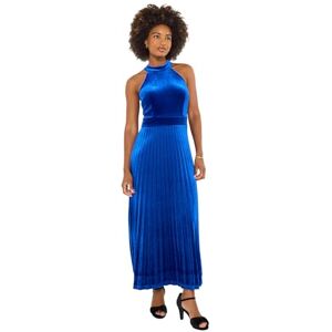 Joe Browns Women's Halter Neck Velour Maxi Dress, Blue, 44 Petite Joe Browns Women's Halter Neck Velour Maxi Dress, Blue, 44 Petite