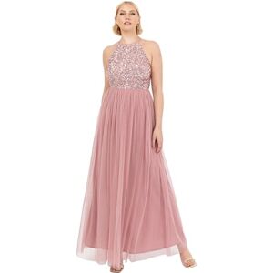 Maya Deluxe Women's Ladies Bridesmaid Maxi Dress Halter Neck Sequin Embellished Prom Graduation Wedding, Vintage Rose, 8 Maya Deluxe Women's Ladies Bridesmaid Maxi Dress Halter Neck Sequin Embellished Prom Graduation Wedding, Vintage Rose, 8