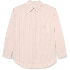 Calvin Klein Women’s Woven Label Relaxed Fit Shirt, Multicolor (Tuscany/White Stripe), L Calvin Klein Women’s Woven Label Relaxed Fit Shirt, Multicolor (Tuscany/White Stripe), L
