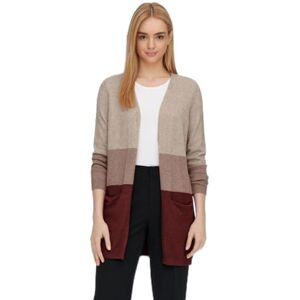 ONLY Women's Onlqueen KNT Noos L/S Long Cardigan Sweater, Mocha Meringue/Stripes: w. Melange/Brownie Melange/Spiced Apple Melange, S ONLY Women's Onlqueen KNT Noos L/S Long Cardigan Sweater, Mocha Meringue/Stripes: w. Melange/Brownie Melange/Spiced Apple Melange, S