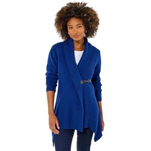 Joe Browns Women's Asymmetric Shawl Collar Buckled Cardigan, Regular, Blue, UK 12 Joe Browns Women's Asymmetric Shawl Collar Buckled Cardigan, Regular, Blue, UK 12