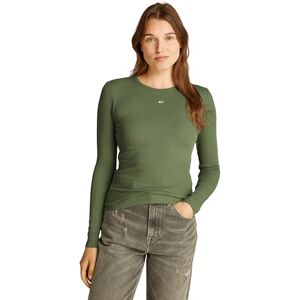Tommy Jeans Women's Long Sleeve Essential Slim Fit Cotton Top, Green (Aruba Green), XL Tommy Jeans Women's Long Sleeve Essential Slim Fit Cotton Top, Green (Aruba Green), XL