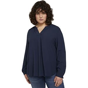 TOM TAILOR Women's 1024916 Blouse with Turn-up Sleeves, 10668-Sky Captain Blue, 18 TOM TAILOR Women's 1024916 Blouse with Turn-up Sleeves, 10668-Sky Captain Blue, 18