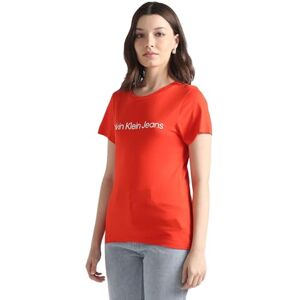 Calvin Klein Jeans Women's INSTITUTIONAL Logo 2-Pack TEE S/S T-Shirts, Fiery Red/Bright White, XS Calvin Klein Jeans Women's INSTITUTIONAL Logo 2-Pack TEE S/S T-Shirts, Fiery Red/Bright White, XS