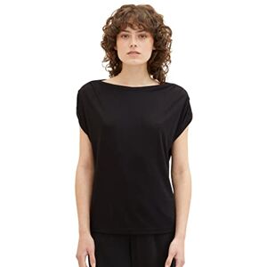 TOM TAILOR Women's 1036894 Basic T-Shirt with Structure, 14482-Deep Black, Large TOM TAILOR Women's 1036894 Basic T-Shirt with Structure, 14482-Deep Black, Large