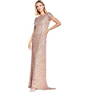 Adrianna Papell Women's Short-Sleeve All Over Sequin Gown Dress, Rosegold, 10 Adrianna Papell Women's Short-Sleeve All Over Sequin Gown Dress, Rosegold, 10