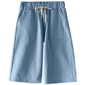 JXQXHCFS Summer Shorts Loose High Elastic Waist Casual Harem Trousers Light Blue XL