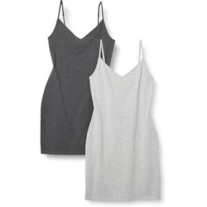 Amazon Essentials Women's Slim-Fit Cotton Layering Slip Dress, Pack of 2, Charcoal Grey/Light Grey Heather, XL Amazon Essentials Women's Slim-Fit Cotton Layering Slip Dress, Pack of 2, Charcoal Grey/Light Grey Heather, XL