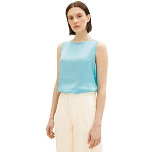 TOM TAILOR Women's 1036797 Basic top in Material Mix, 26007 Teal Radiance, Large TOM TAILOR Women's 1036797 Basic top in Material Mix, 26007 Teal Radiance, Large