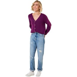 Joe Browns Womens Button Front Long Sleeve V-Neck Cardigan Sweater, Plum, 12 UK Joe Browns Womens Button Front Long Sleeve V-Neck Cardigan Sweater, Plum, 12 UK