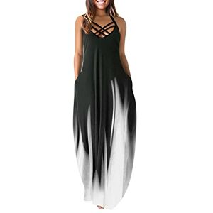 Chdirnely Daily Deals Maxi Dresses for Women UK Casual V-Neck Sleeveless Dress with Pockets Loose Gradient Printed Long Dress Plus Size Evening Gowns Party Club Cocktail Dresses Black