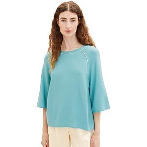 TOM TAILOR Women's Pullover with Structure, 33158-Summer Teal Melange, M TOM TAILOR Women's Pullover with Structure, 33158-Summer Teal Melange, M